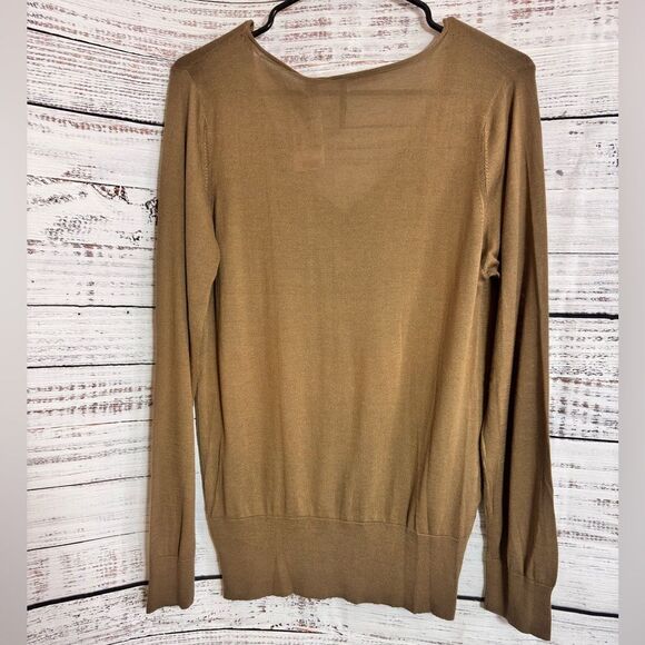 Isda & Co sweater Womens size large Knit peruvian pima Cotton ginger V Neck New - Picture 3 of 11